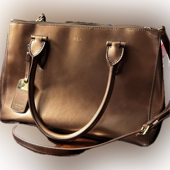 Lauren Ralph Lauren Newbury double zip satchel in metallic - Picture 1 of 14